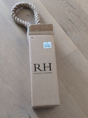 New In box Restoration Hardware Beige Box with Twisted Rope Handle